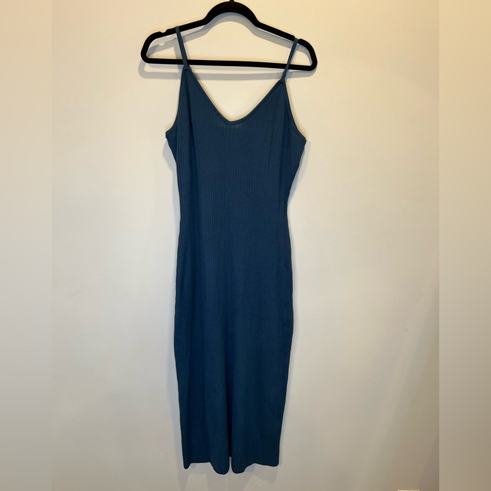 Teal Blue Bodycon Spaghetti Strap Sweater Dress XL - Picture 2 of 14